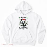 Its Fine Im Fine Everything Is Fine Cat Christmas Lights Hoodie thumb 0