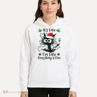 Its Fine Im Fine Everything Is Fine Cat Christmas Lights Hoodie thumb 5
