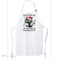 Its Fine Im Fine Everything Is Fine Cat Christmas Lights Apron thumb 0