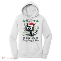 Its Fine Im Fine Everything Is Fine Cat Christmas Lights Women's Hoodie thumb 0