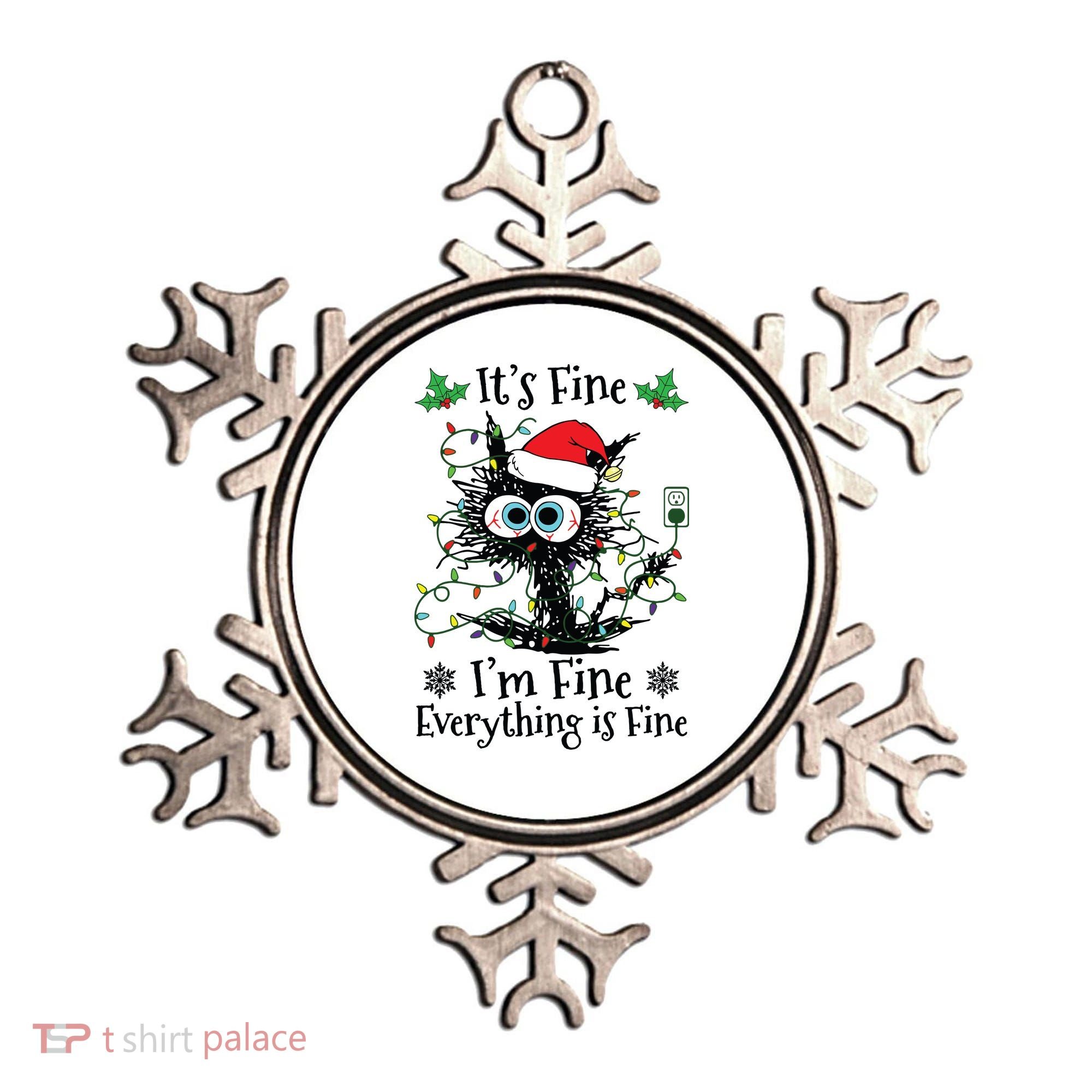 Its Fine Im Fine Everything Is Fine Cat Christmas Lights Ornament