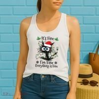 Its Fine Im Fine Everything Is Fine Cat Christmas Lights Women's Tank Top thumb 2