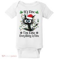 Its Fine Im Fine Everything Is Fine Cat Christmas Lights Baby Bodysuit thumb 0