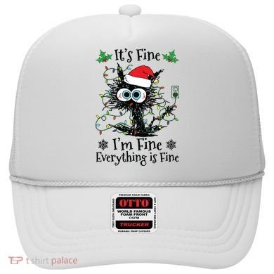 Its Fine Im Fine Everything Is Fine Cat Christmas Lights Hat
