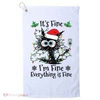 Its Fine Im Fine Everything Is Fine Cat Christmas Lights Golf Towel thumb 0