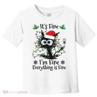 Its Fine Im Fine Everything Is Fine Cat Christmas Lights Toddler T-Shirt thumb 0