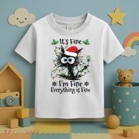 Its Fine Im Fine Everything Is Fine Cat Christmas Lights Toddler T-Shirt thumb 3