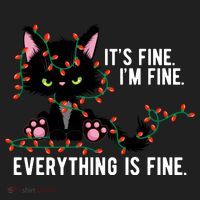 Its Fine Im Fine Everything Is Funny Cat Christmas Women's Sweatshirt thumb 2