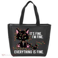 Its Fine Im Fine Everything Is Funny Cat Christmas Tote Bag thumb 0