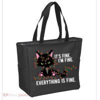 Its Fine Im Fine Everything Is Funny Cat Christmas Tote Bag thumb 2