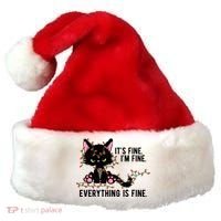 Its Fine Im Fine Everything Is Funny Cat Christmas Santa Hat thumb 0