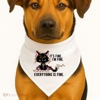 Its Fine Im Fine Everything Is Funny Cat Christmas USA-Made Doggie Bandana thumb 1