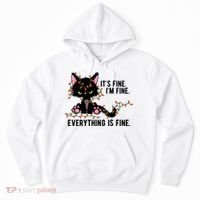 Its Fine Im Fine Everything Is Funny Cat Christmas Hoodie thumb 0