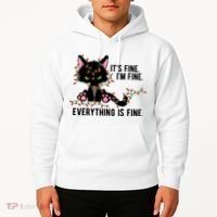 Its Fine Im Fine Everything Is Funny Cat Christmas Hoodie thumb 2