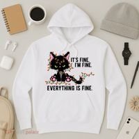 Its Fine Im Fine Everything Is Funny Cat Christmas Hoodie thumb 3