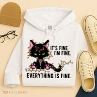 Its Fine Im Fine Everything Is Funny Cat Christmas Hoodie thumb 4