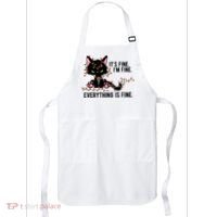 Its Fine Im Fine Everything Is Funny Cat Christmas Apron thumb 0
