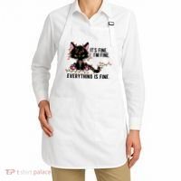 Its Fine Im Fine Everything Is Funny Cat Christmas Apron thumb 2