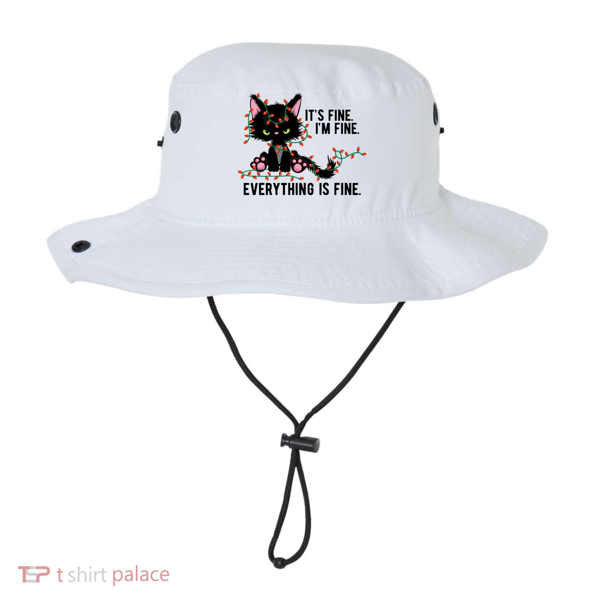 Its Fine Im Fine Everything Is Funny Cat Christmas Bucket Hat