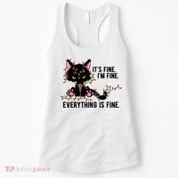 Its Fine Im Fine Everything Is Funny Cat Christmas Women's Tank Top thumb 0