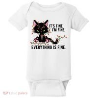 Its Fine Im Fine Everything Is Funny Cat Christmas Baby Bodysuit thumb 0