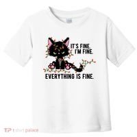 Its Fine Im Fine Everything Is Funny Cat Christmas Toddler T-Shirt thumb 0