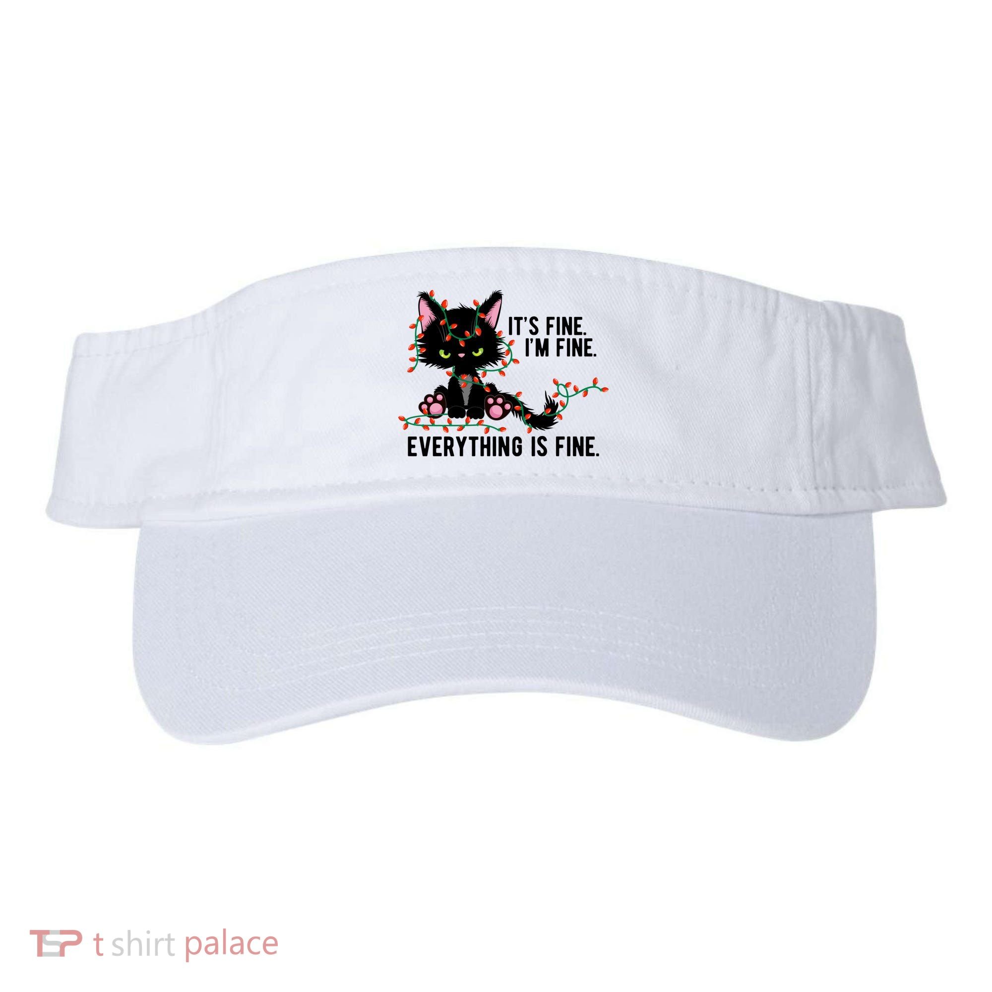 Its Fine Im Fine Everything Is Funny Cat Christmas Visor
