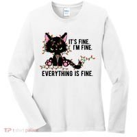 Its Fine Im Fine Everything Is Funny Cat Christmas Women's Long Sleeve Shirt thumb 0