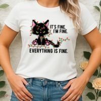 Its Fine Im Fine Everything Is Funny Cat Christmas Women's T-Shirt thumb 2