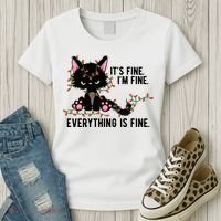Its Fine Im Fine Everything Is Funny Cat Christmas Women's T-Shirt thumb 3