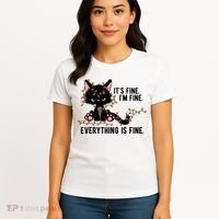 Its Fine Im Fine Everything Is Funny Cat Christmas Women's T-Shirt thumb 4