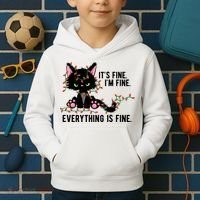 Its Fine Im Fine Everything Is Funny Cat Christmas Kids Hoodie thumb 2