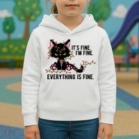 Its Fine Im Fine Everything Is Funny Cat Christmas Kids Hoodie thumb 3