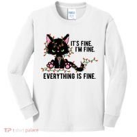 Its Fine Im Fine Everything Is Funny Cat Christmas Kids Long Sleeve Shirt thumb 0
