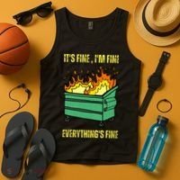 ItS Fine IM Fine Everything Is Fine Lil Dumpster Fire Tank Top thumb 4