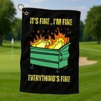 ItS Fine IM Fine Everything Is Fine Lil Dumpster Fire Golf Towel thumb 1