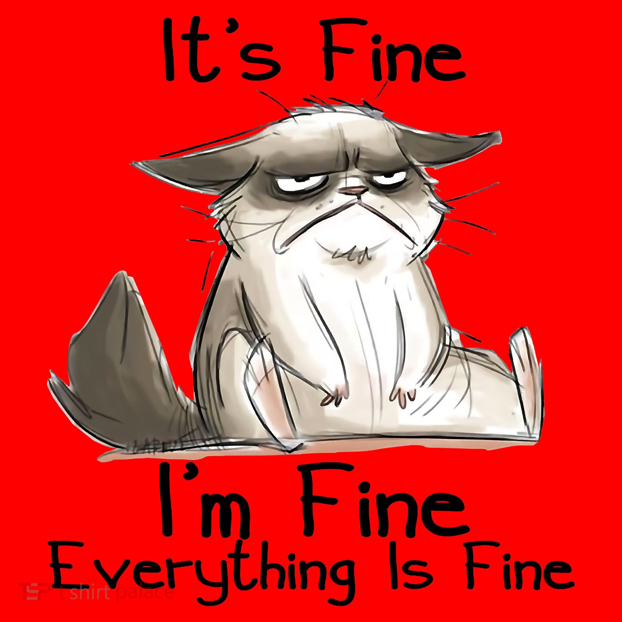 It's Fine I'm Fine Everything Is Fine Angry Cat Funny Quote Santa Hat