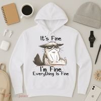 It's Fine I'm Fine Everything Is Fine Angry Cat Funny Quote Hoodie thumb 3
