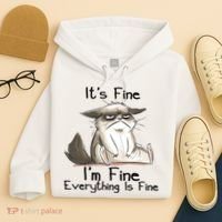 It's Fine I'm Fine Everything Is Fine Angry Cat Funny Quote Hoodie thumb 4
