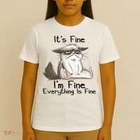 It's Fine I'm Fine Everything Is Fine Angry Cat Funny Quote T-Shirt thumb 4