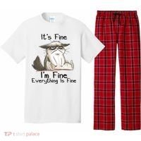 It's Fine I'm Fine Everything Is Fine Angry Cat Funny Quote Pajama Set thumb 0