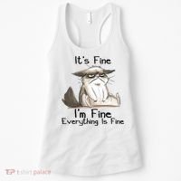 It's Fine I'm Fine Everything Is Fine Angry Cat Funny Quote Women's Tank Top thumb 0