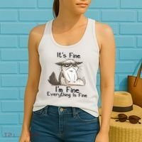 It's Fine I'm Fine Everything Is Fine Angry Cat Funny Quote Women's Tank Top thumb 2