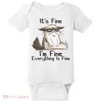 It's Fine I'm Fine Everything Is Fine Angry Cat Funny Quote Baby Bodysuit thumb 0