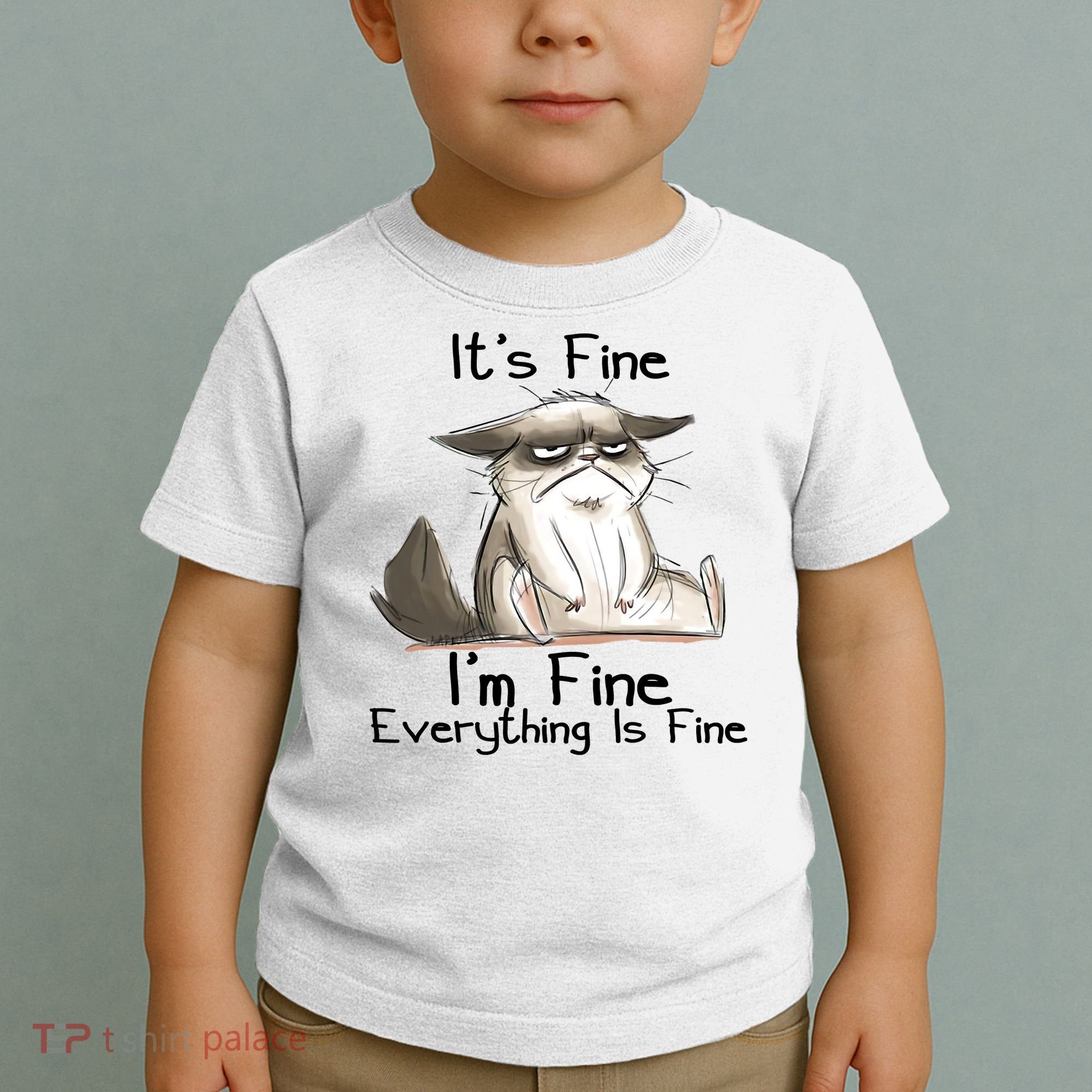 It's Fine I'm Fine Everything Is Fine Angry Cat Funny Quote Toddler T-Shirt