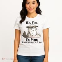 It's Fine I'm Fine Everything Is Fine Angry Cat Funny Quote Women's T-Shirt thumb 4