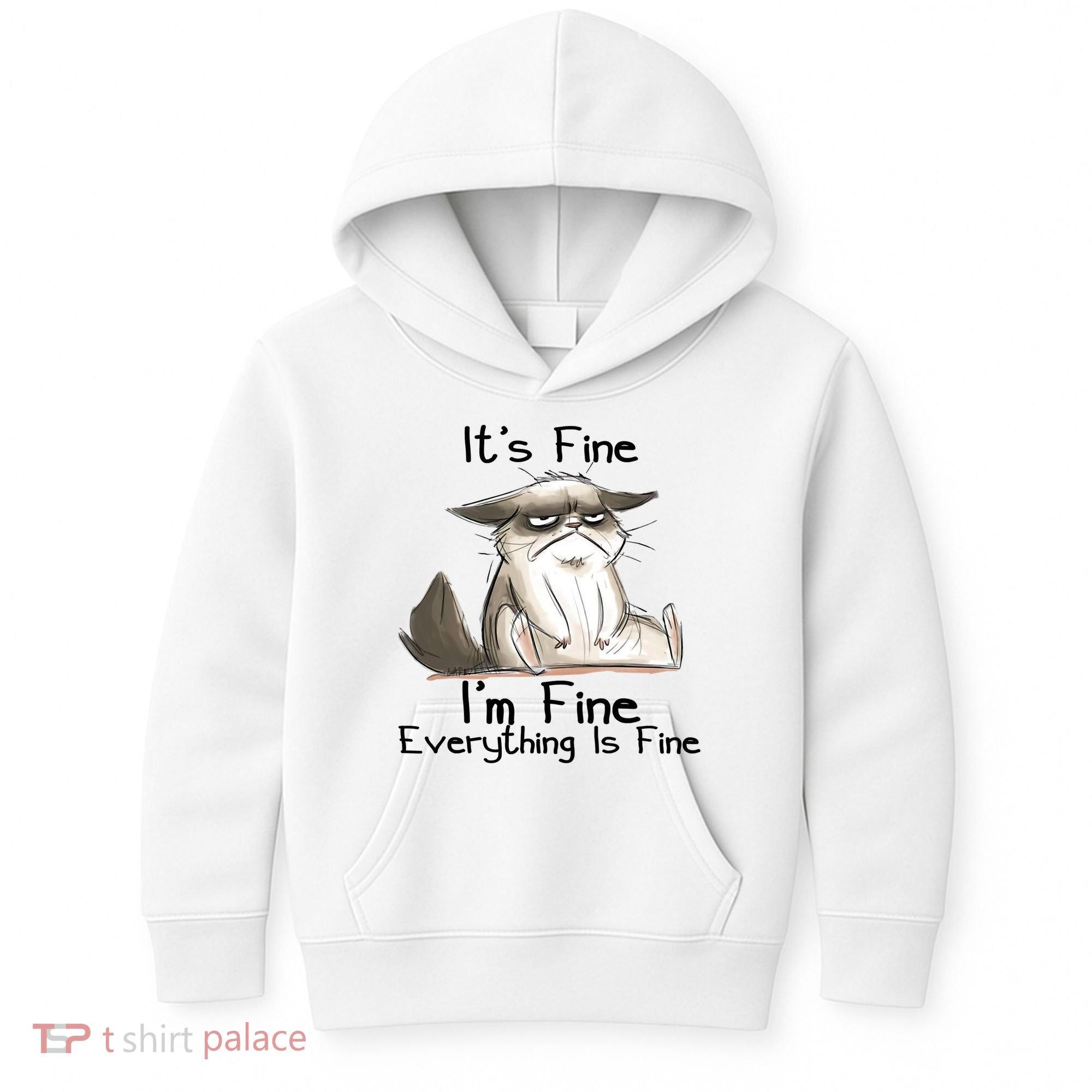 It's Fine I'm Fine Everything Is Fine Angry Cat Funny Quote Kids Hoodie