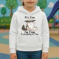 It's Fine I'm Fine Everything Is Fine Angry Cat Funny Quote Kids Hoodie thumb 3