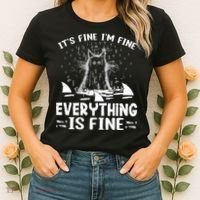 It's Fine I'm Fine Everything Is Fine Funny Cat Women's T-Shirt thumb 2