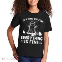 It's Fine I'm Fine Everything Is Fine Funny Cat Kids T-Shirt thumb 2